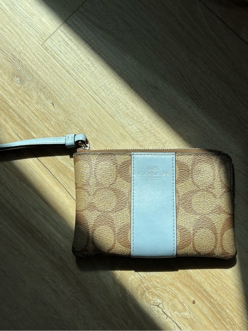 Limited Edition Blue Coach Signature Canvas Wristlet